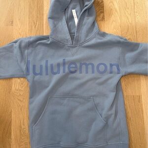 Lululemon Oversized Logo Hoodie Size 8 Blue Pullover Sweatshirt